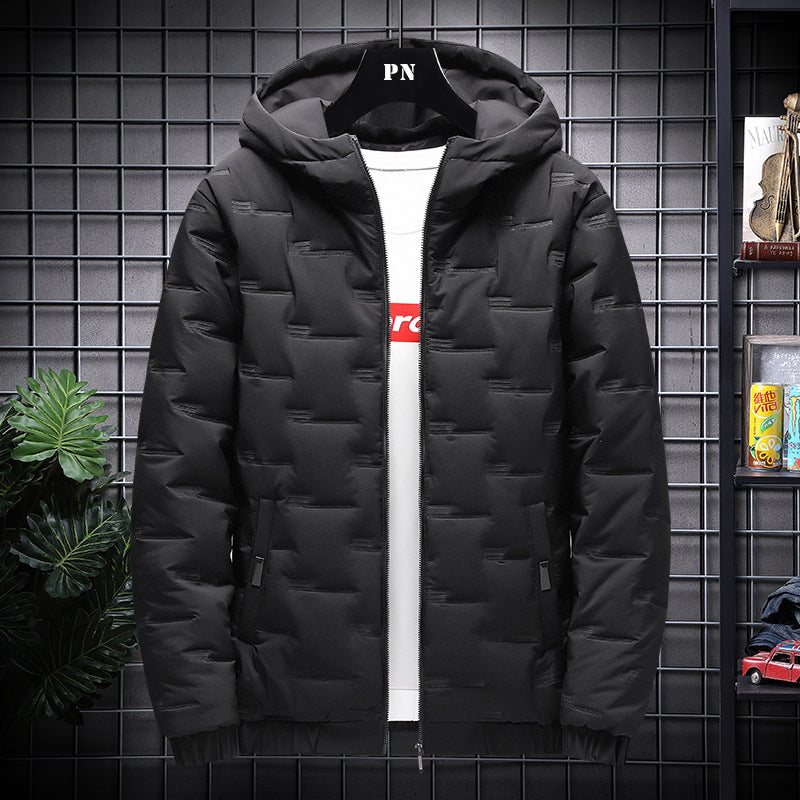 Men's Jacket Short Warm Hooded Cotton Jacket Men - Minihomy