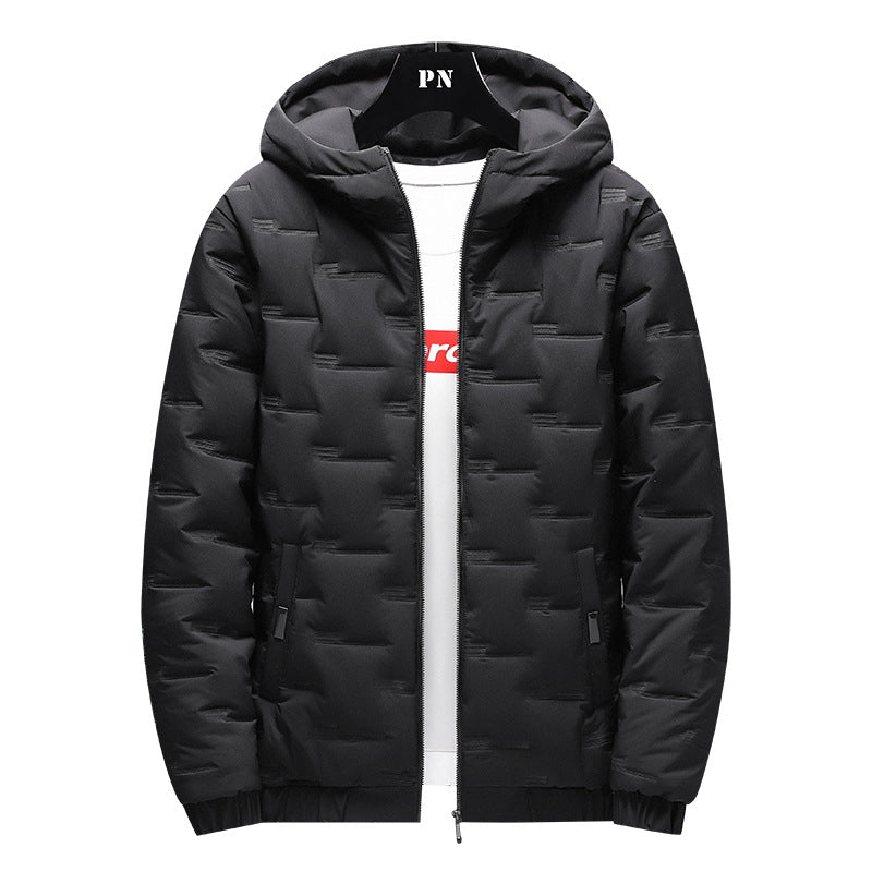 Men's Jacket Short Warm Hooded Cotton Jacket Men - Minihomy