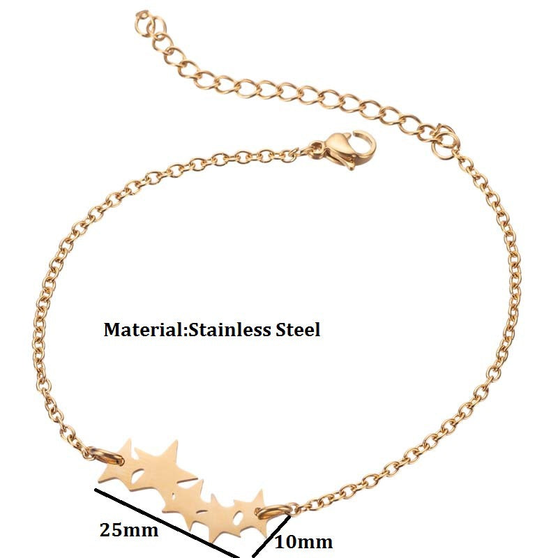 Cross-Border European And American Style Five-Pointed Star Star Bracelet Ladies Stainless Steel Hand Jewelry Wholesale Spot Direct Supply