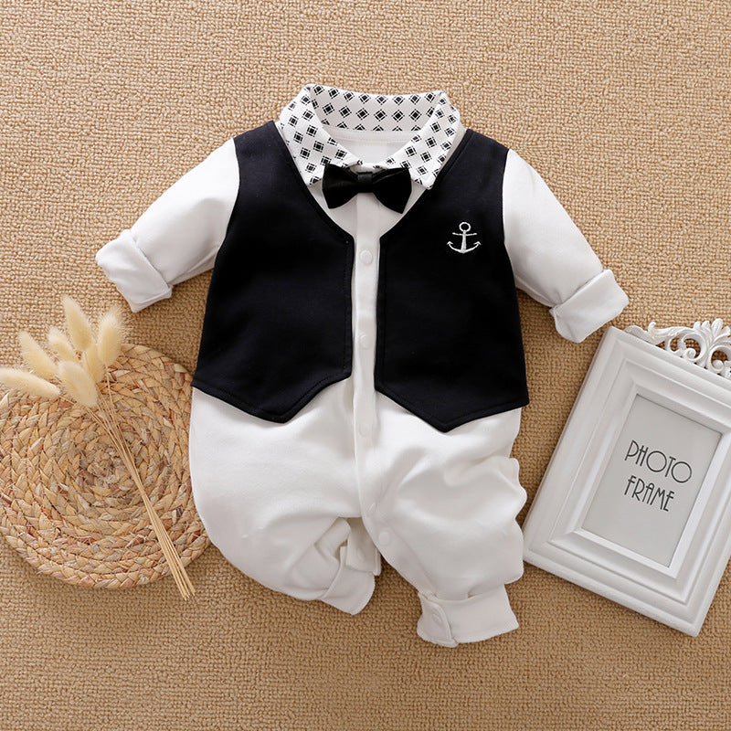 Baby Jumpsuit Spring And Autumn Gentleman Long-Sleeved Baby Clothes - Minihomy