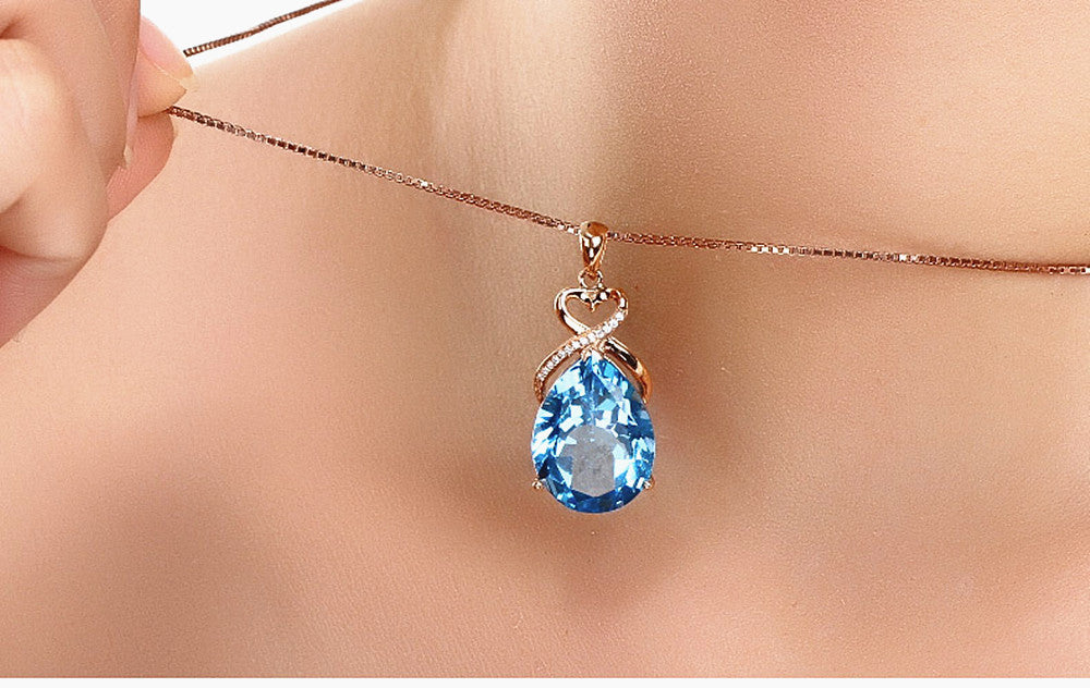 Pear Shaped Pendant In Imitation Of Natural Swiss Blue Drop