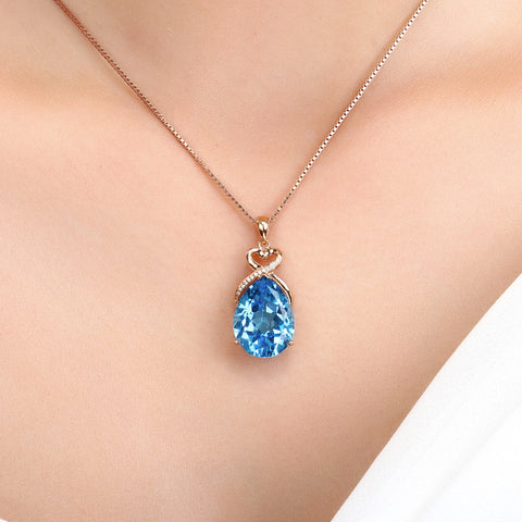 Pear Shaped Pendant In Imitation Of Natural Swiss Blue Drop