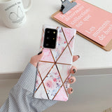 Marble Mosaic Rhombus Flower Silicone Phone Case