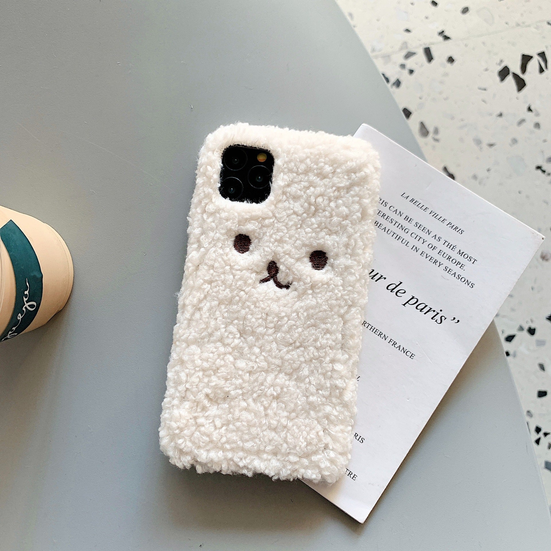 Embroidery Plush Cartoon Bear Phone Case