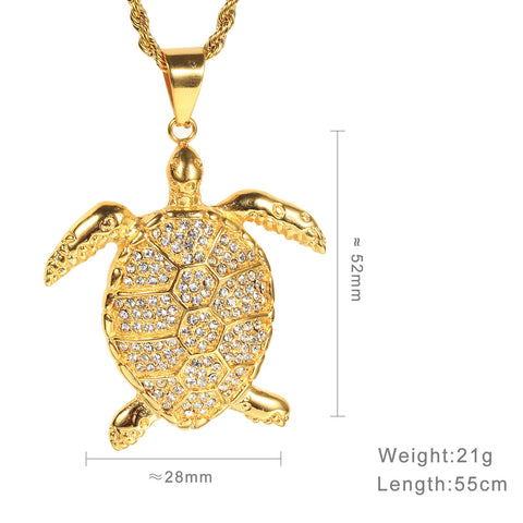 Animal Turtle Pendant Necklace Male Titanium Steel Hip Hop Accessories