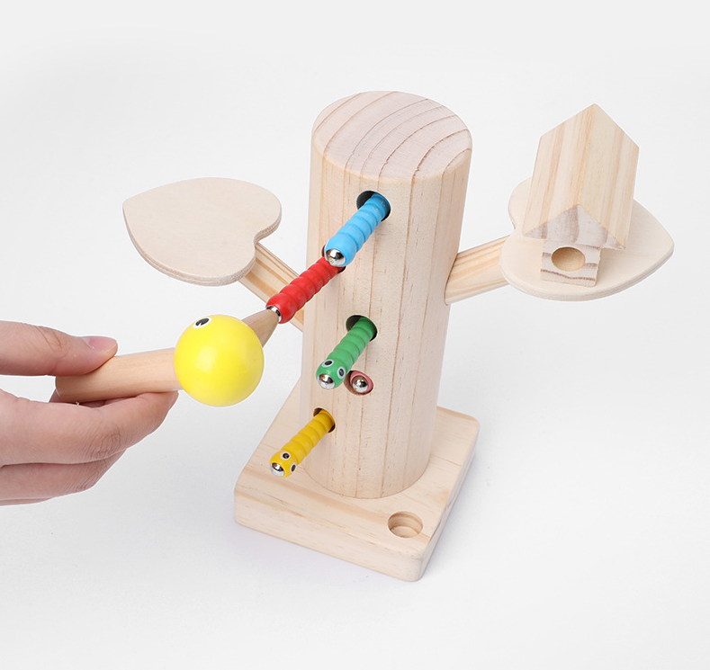 Wooden Woodpecker Catching Insects Early Education For Children