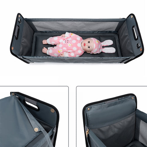 Portable Shoulder Folding Bed Baby Nappy Messenger Bags