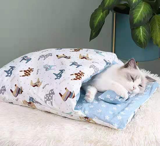 Cat Sleeping Bag Fairy Cat Litter Wind Semi-Closed Autumn And Winter Warm Cat Kennel - Minihomy