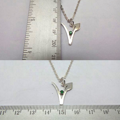 Vegan V Green Crystal Necklace Copper Ornaments
