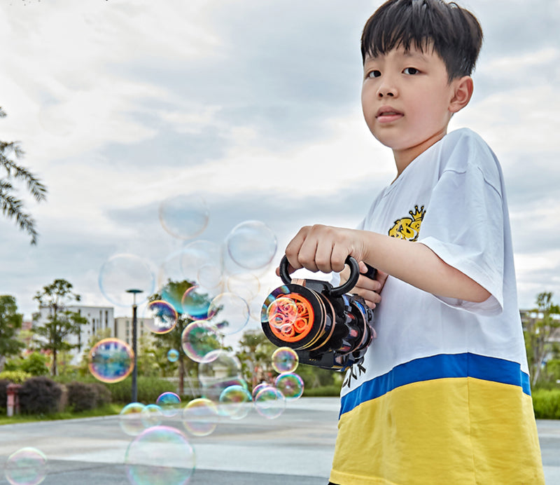 Gatling Bubble Gun Machine Children'S Automatic Electric Bubble Machine Porous Light Music - Minihomy