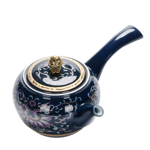 Side Handle Pot Ceramic Gilt Silver Kung Fu Tea Teapot
