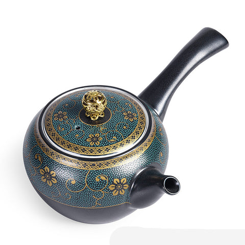 Side Handle Pot Ceramic Gilt Silver Kung Fu Tea Teapot