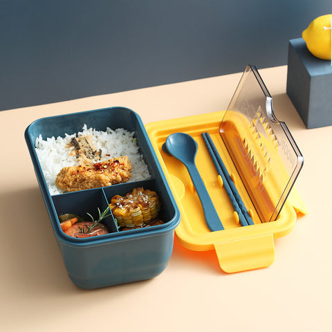 Microwave Japanese-style Portable Plastic Three-compartment Lunch Box Student Lunch Box Wholesale Custom
