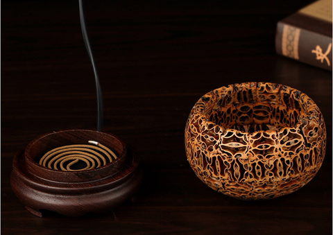 Small Carver Walnut Plate Incense Burner Mahogany Creative Gifts Custom Wooden Crafts Wholesale Solid Wood Aromatherapy Burner Incense Burner