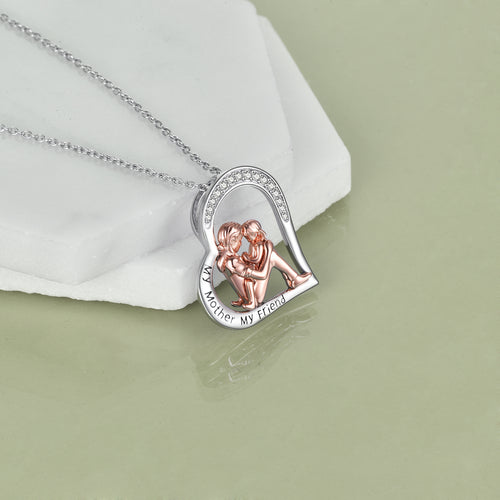 Mother Daughter Necklace 925 Sterling Silver Engraved My Mother My Friend Jewelry Mothers Day Birthday Gifts for Mom from Daughter