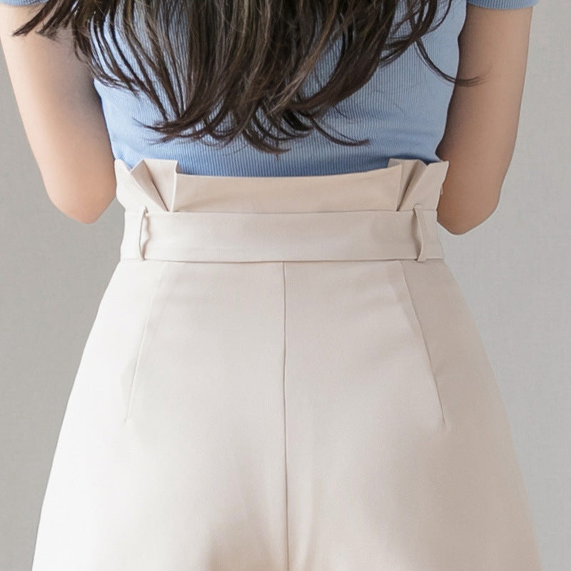 Bud High Waist Chiffon Shorts A-line Wide-leg Pants Casual Slim Pants - Minihomy