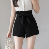 Bud High Waist Chiffon Shorts A-line Wide-leg Pants Casual Slim Pants - Minihomy