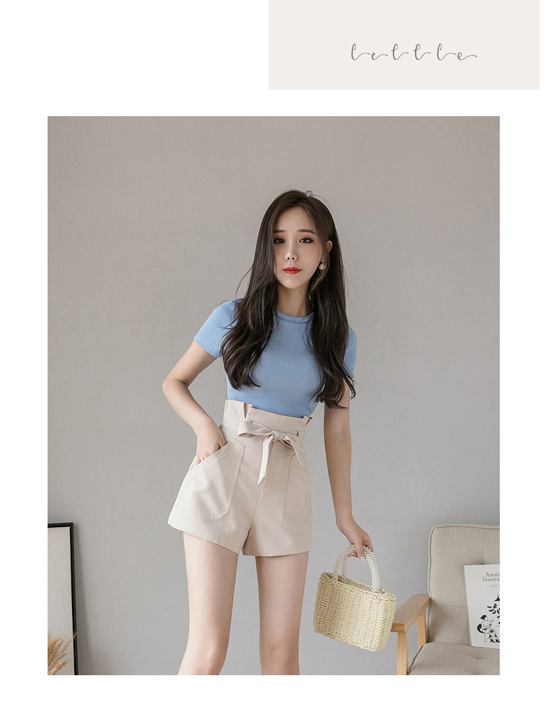 Bud High Waist Chiffon Shorts A-line Wide-leg Pants Casual Slim Pants - Minihomy