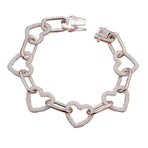 Chain Full Of Diamond Love Bracelet Women Sterling Silver