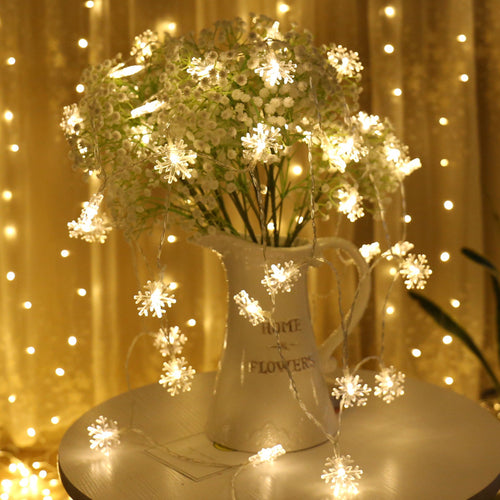 Snowflake String Light Garlands Ornaments Christmas Tree Decorations For Home Winter Decor