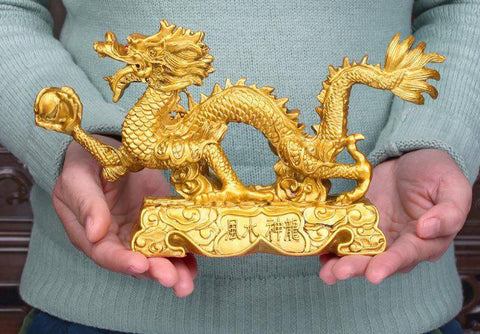 Zhaocailong Ornaments Zodiac Golden Dragon Geomantic Products Crafts Home Office Decoration