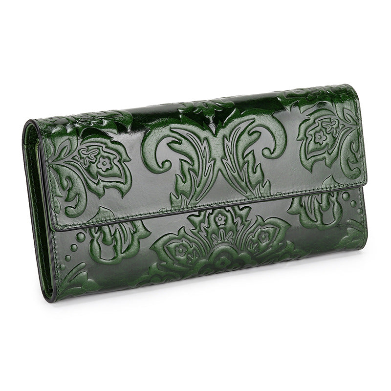 Long Three-fold  Women's Leather Wallet