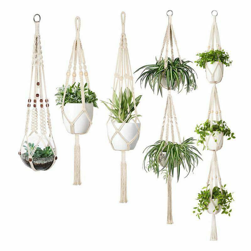 4 Pack - Macrame Hanging Baskets - Minihomy