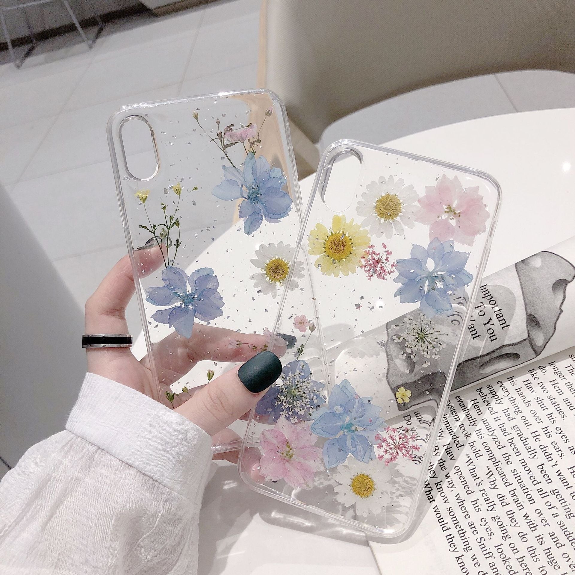 Real Dry Pressed Flower Phone Case Transparent Silicone Cover