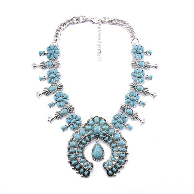 European And American Cross-border Trend Blue Necklace Exaggerated