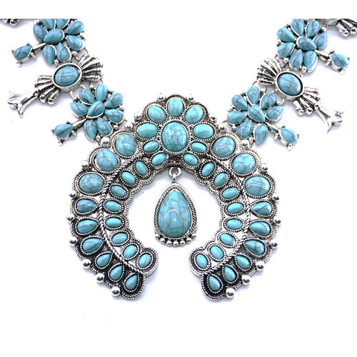 European And American Cross-border Trend Blue Necklace Exaggerated