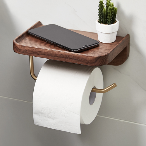 Solid Wood Creative Wall-mounted Paper Towel Rack - Toilet Roll Holder