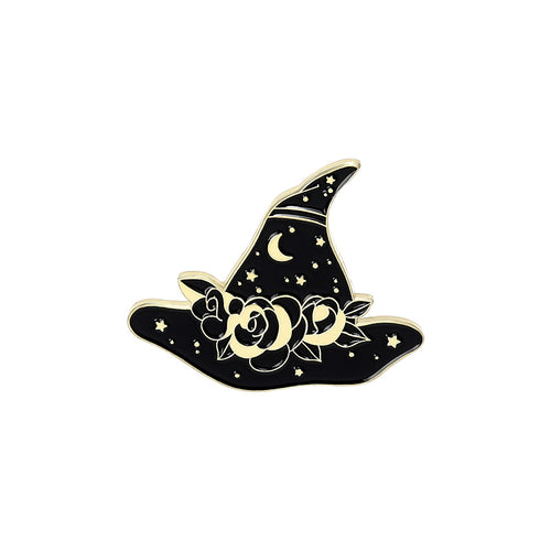 Punk Black Magic Cat Brooch Halloween Wizard Hat Brooch Spot