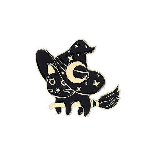 Punk Black Magic Cat Brooch Halloween Wizard Hat Brooch Spot