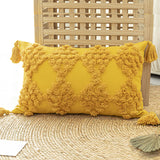 Home Furnishing Tufted Throw Pillow With Tassels Sofa Pillow Cushion