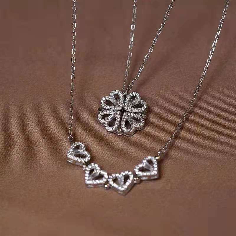 Four-leaf Clover Double-wear Necklace Female Jewelry