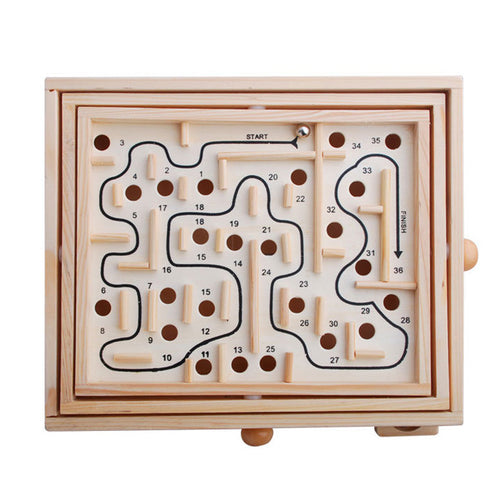36 Levels Large Number 2 Wooden Table Maze Game