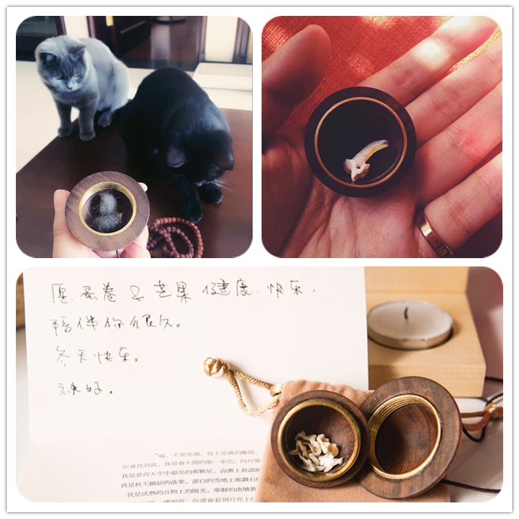 Laser Engraving Private Custom Pet Hair Commemorative Solid Wood Car Pendant Beard Tooth Storage Box Q-planet