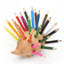 Solid Wood Hedgehog Pen Holder Obliquely Inserted Wooden Animal Pen Holder