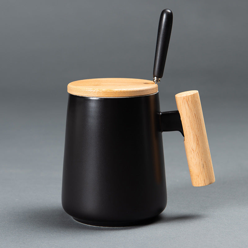 Ceramic Mug With Wooden Handle Mug Coffee Cup - Minihomy