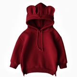 Cartoon Solid Color T-shirt Sweater Fleece Long-sleeved Hooded Children's T-shirt - Minihomy