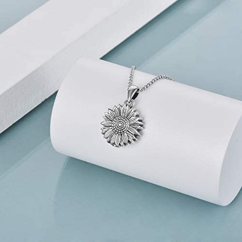 Sterling Silver Sunflower Urn Necklace for Ashes Cremation Jewelry