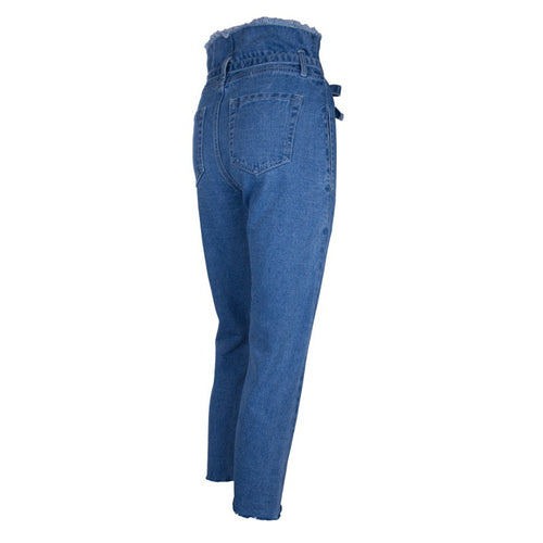 Vintage tassels high waist jeans for women