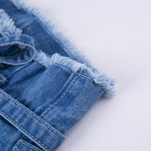 Vintage tassels high waist jeans for women