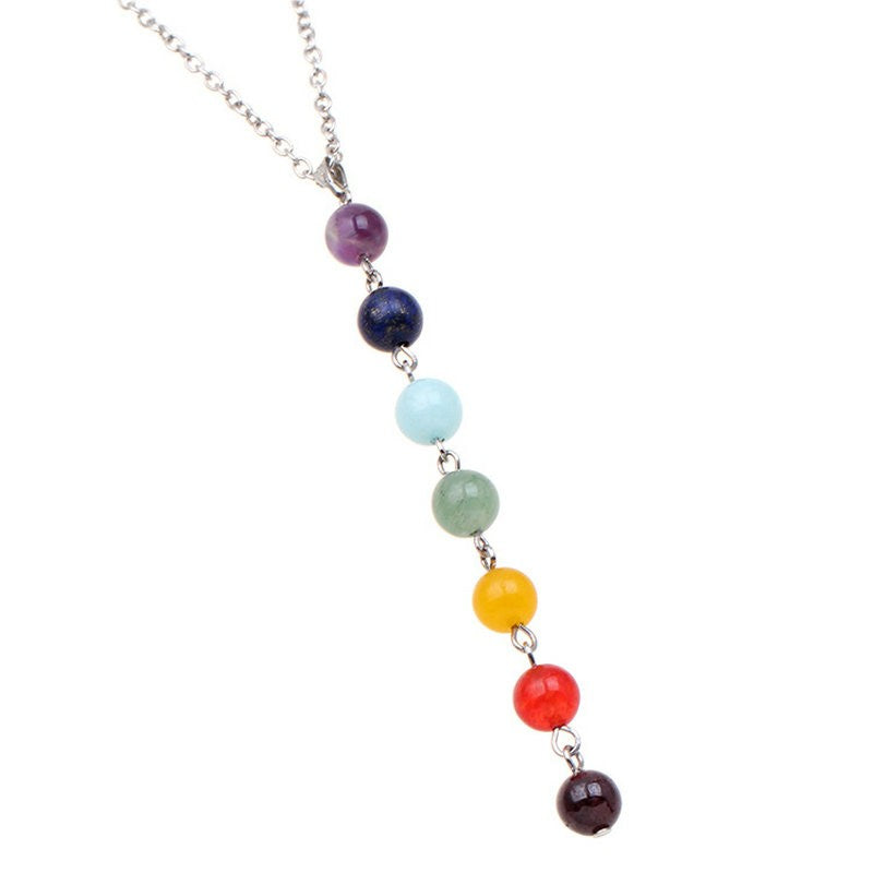 Chakra Gem Stone Beads Pendant Necklace