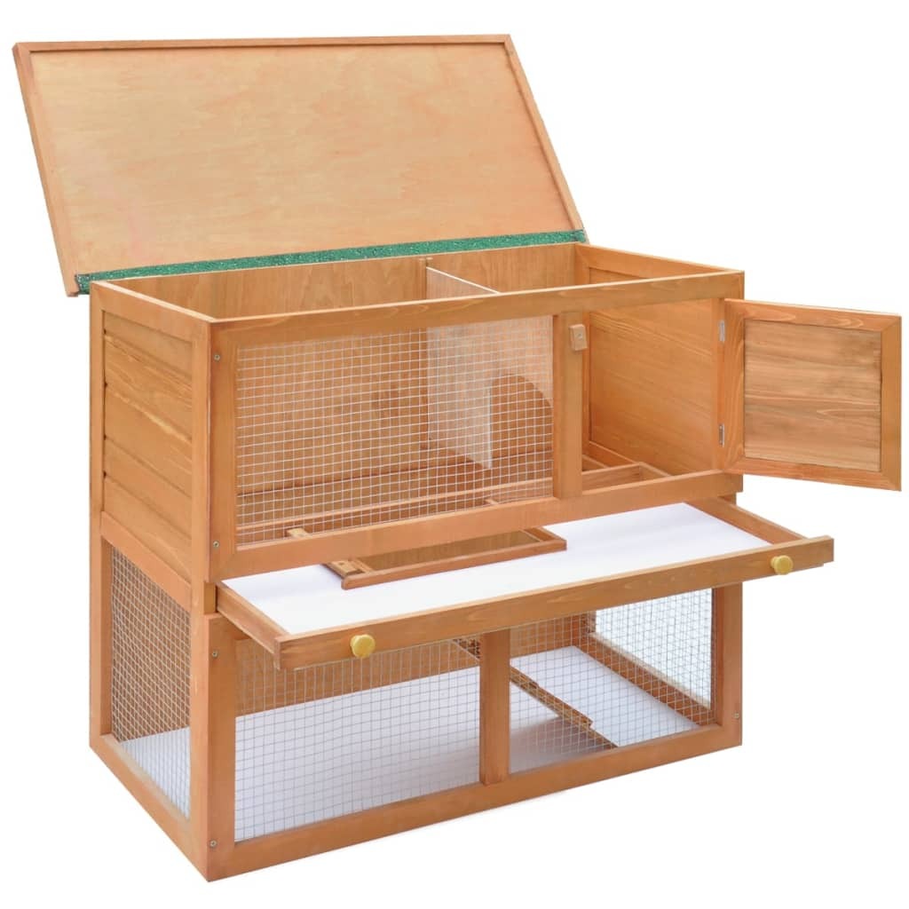 Outdoor Rabbit Hutch Small Animal House Pet Cage 1 Door Wood - Minihomy