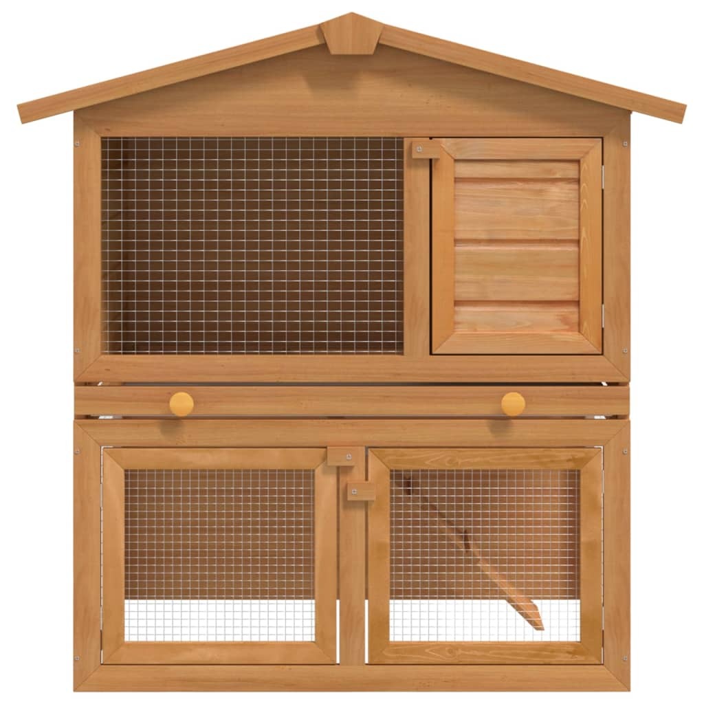 vidaXL Outdoor Rabbit Hutch Small Animal House Pet Cage 3 Doors Wood