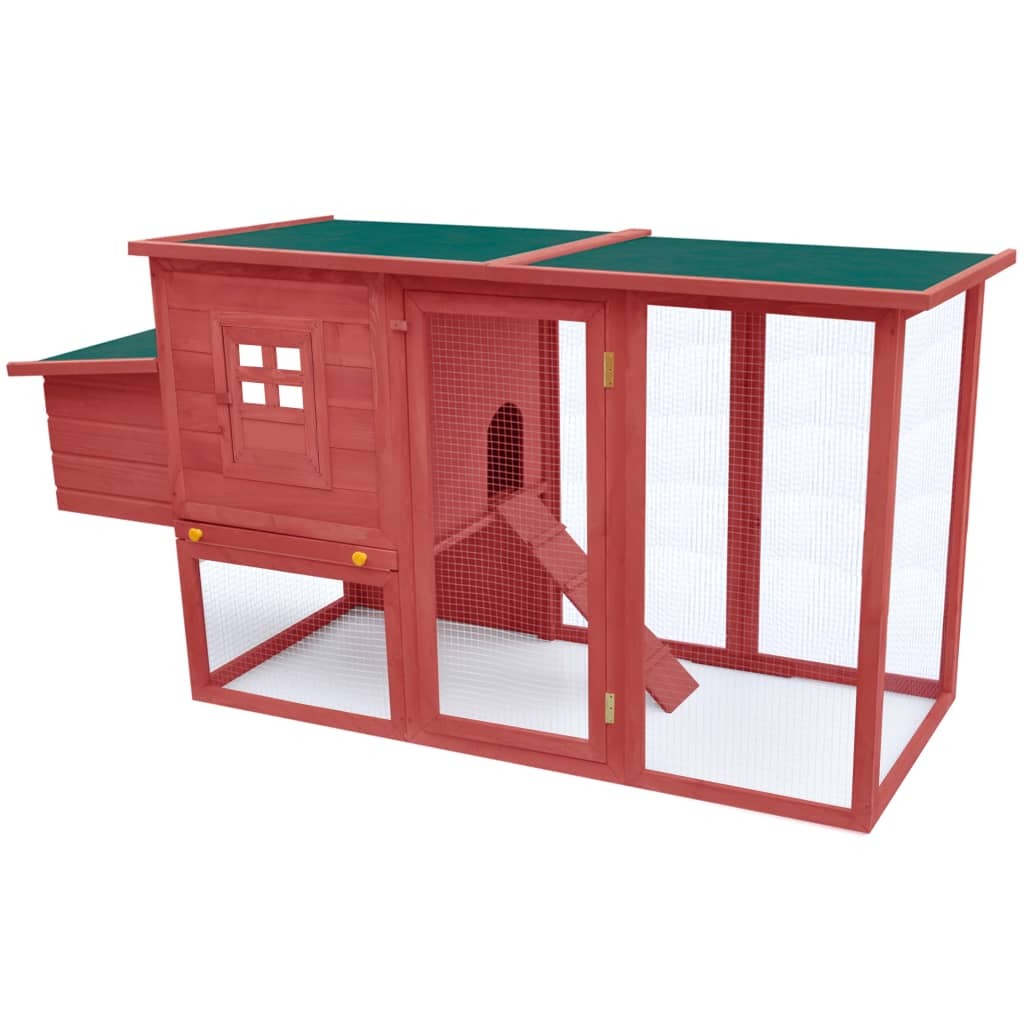 vidaXL Outdoor Chicken Cage Hen House with 1 Egg Cage Red Wood