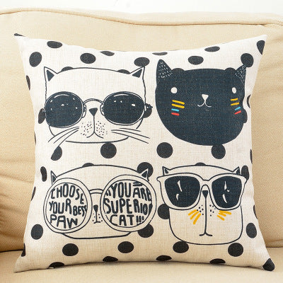 Cool Cat Cartoon Cushion Cover Lovely cartoon couch pillowcase