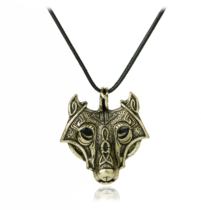 2021 Fashion Norse Vikings Pendant Necklace Norse Wolf Head Necklace Original Animal Jewelry Wolf Head hange - Minihomy