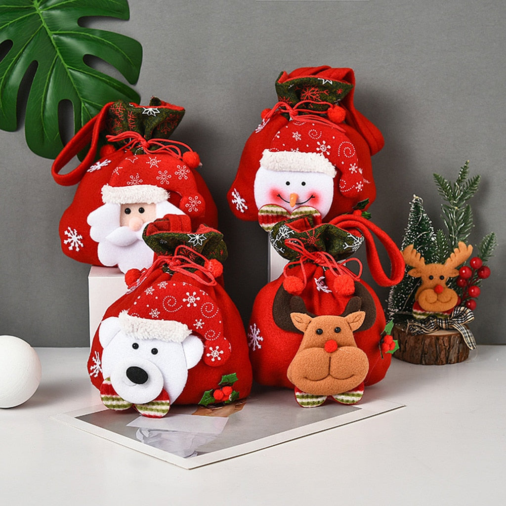 Cute Christmas Gifts Santa Doll Candy Bag Gifts Decoration